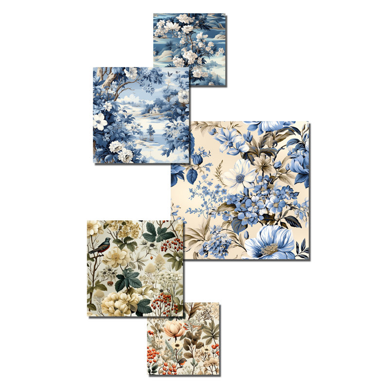 Zena - Ensemble de 5 décorations murales florales