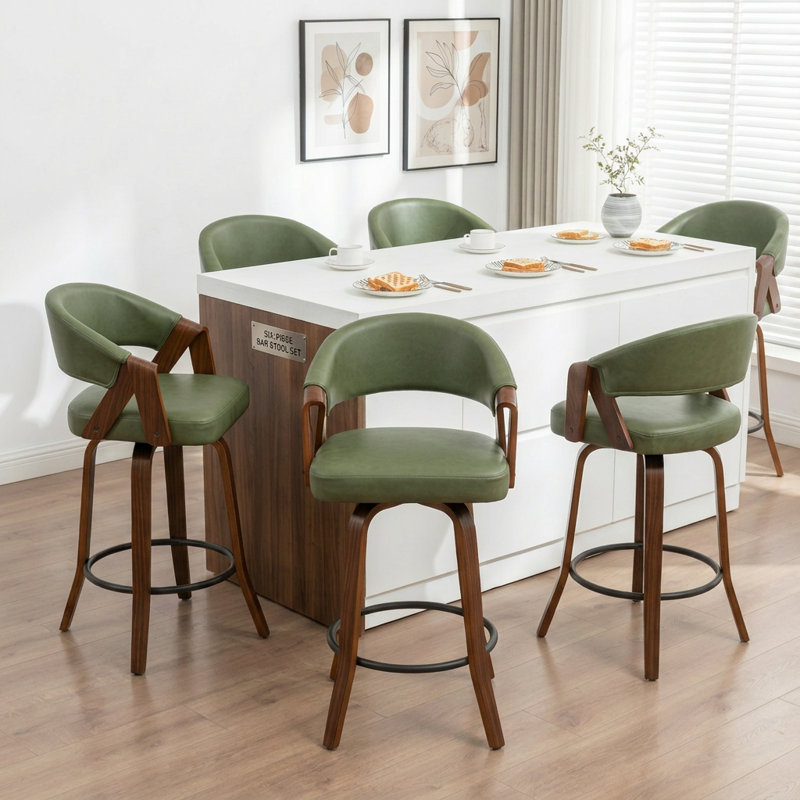 Tabouret de comptoir pivotant en similicuir Providence, Vert