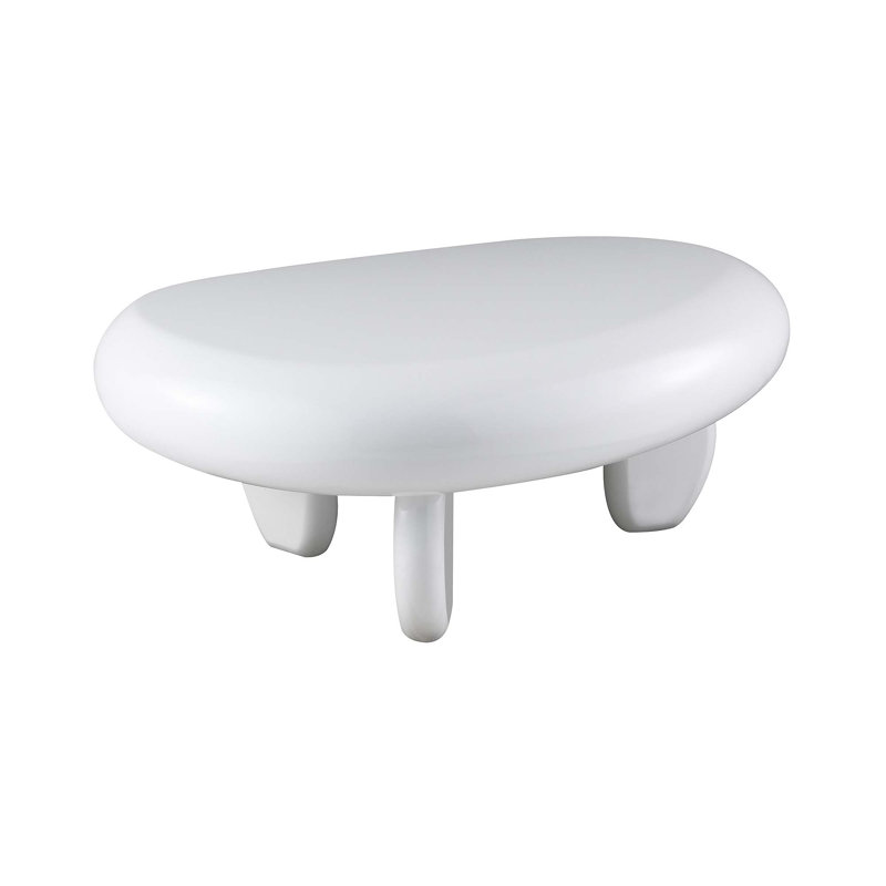 Élégante table basse blanche ultrabrillante avec plateau en panneau de fibres à densité moyenne durable de 120 mm, parfaite pour les espaces de vie modernes et compacts.