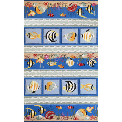 Tapis bleu crocheté à la main Weon