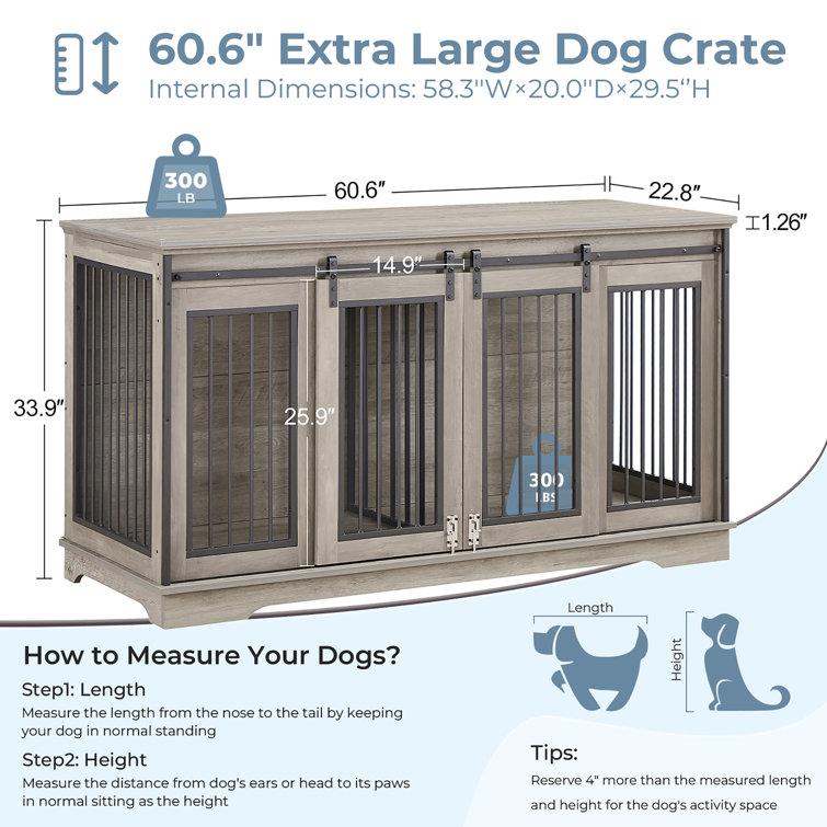 Dog Crate Furniture Large Breed Tv Stand With 2 Drawers End Table,  60.1''w*23.6''d*36''h