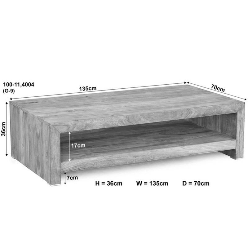 Solid Wood Four Leg Coffee Table, Dark Brown