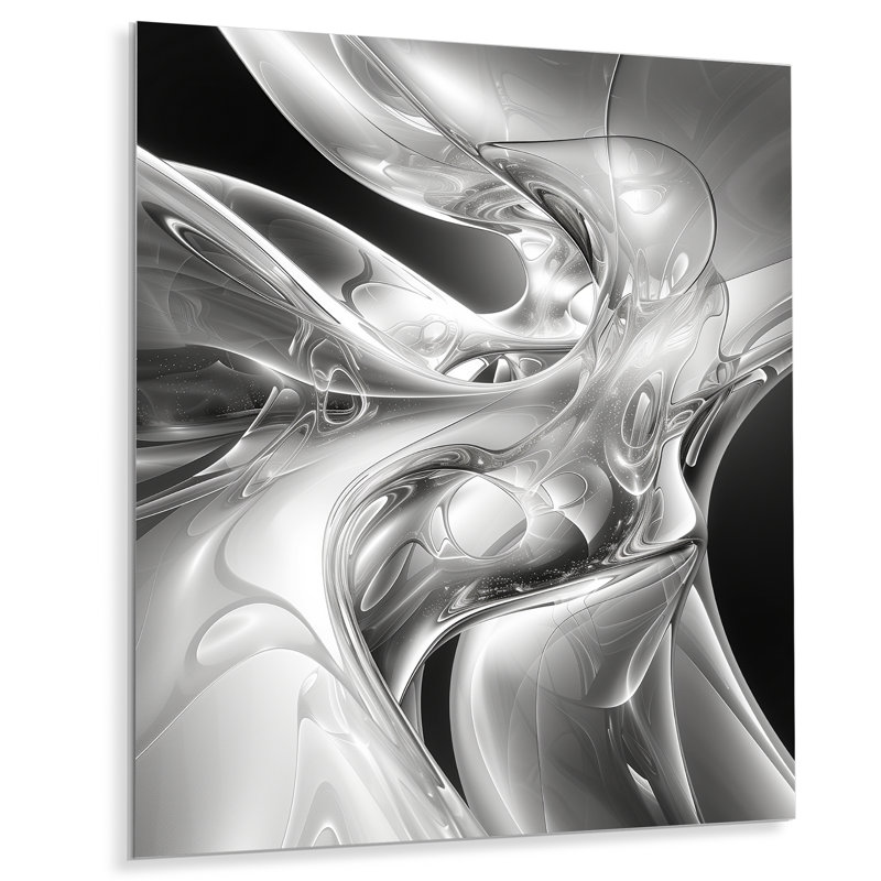 Sérénade I grise et noire abstraite - reproduction d'art murale, salon, Métal métal, 20" H x 12" W