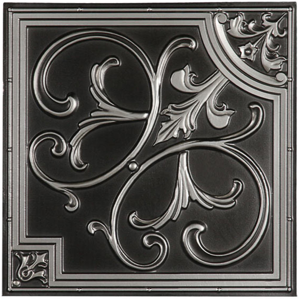 Madrid 23.75'' L x 23.75'' W Vinyl Ceiling Tile In Antique Silver (Set of 10) uDecor