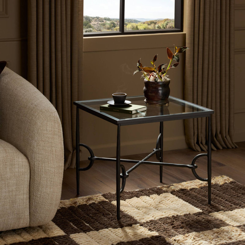 Babylon End Table-Hammered Gunmetal, 20" H x 22"W x 22" D