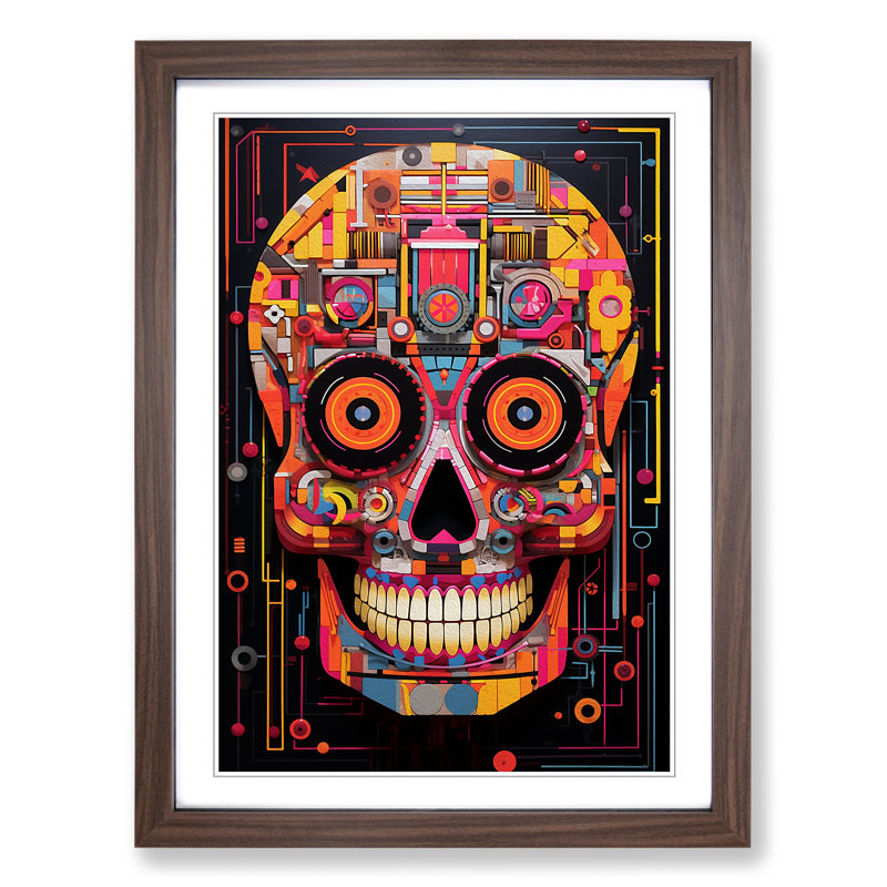 Sugar Skull Constructivism - Framed Print, 64" H x 46" W x 2" D, Walnut