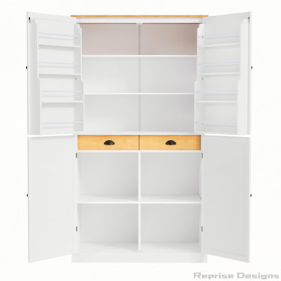 Grande armoire de rangement autoportante 40,2 x 20 x 71,3 pouces avec 2 tiroirs, 2 tablettes réglables, 8 tablettes de porte pour la cuisine, la salle à manger