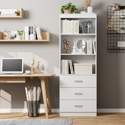 Kids Storage Bookcase, Wood Toy Organizer With Drawers, Display Shelves and Bins