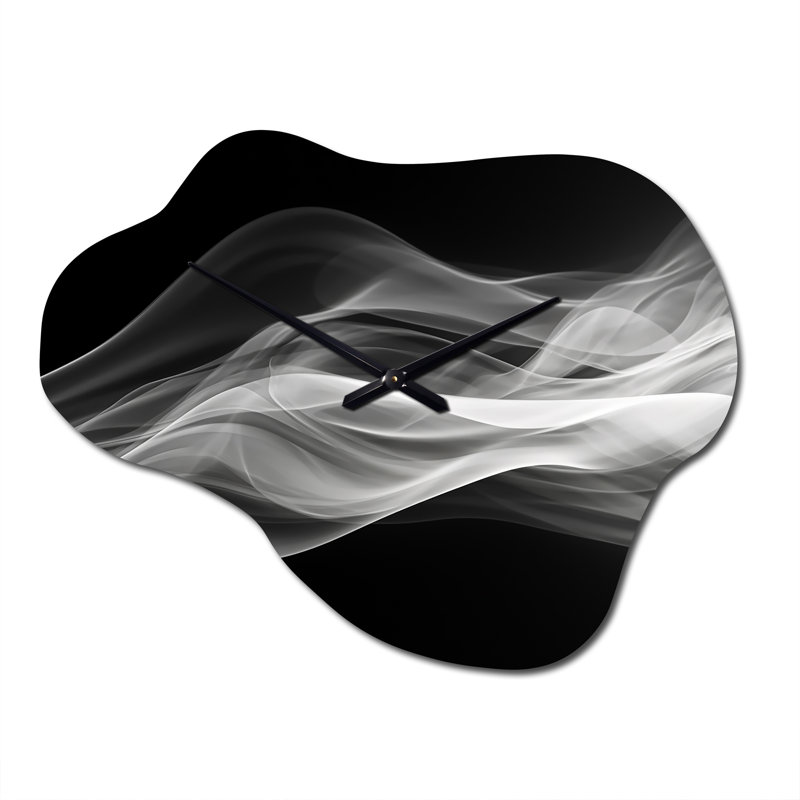 Horloge murale abstraite noir et blanc Contemplative Abstraction II - Vagues, Petit