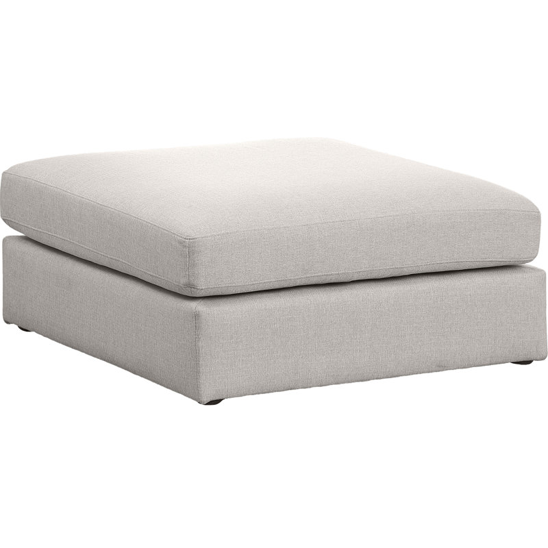 Itoro Upholstered Ottoman, Beige Linen Textured Fabric
