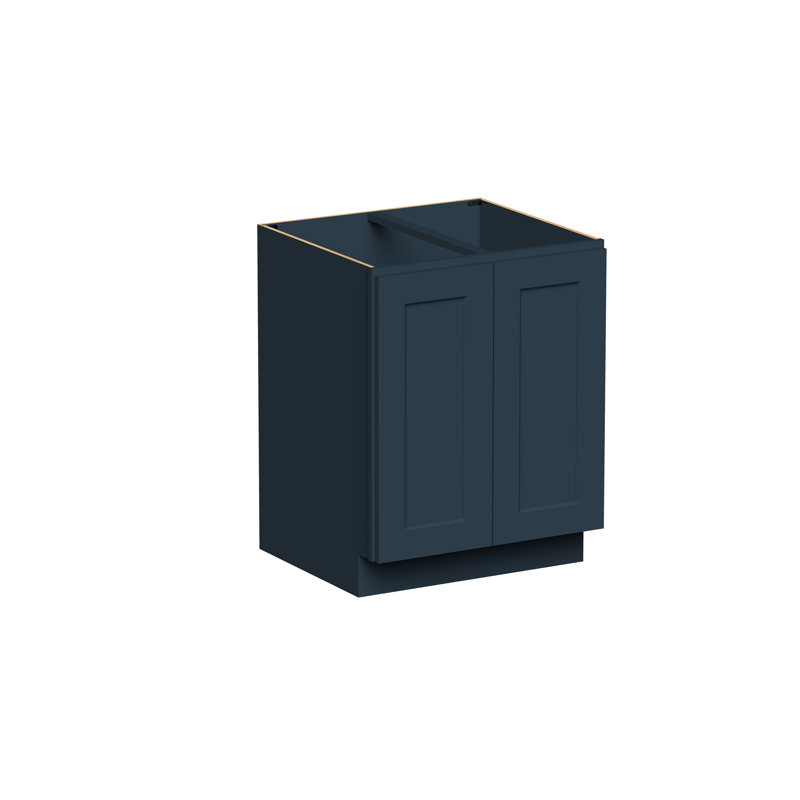 Armoire de base double à portes pleine grandeur de style Shaker de DL Cabinetry (prête à assembler) l 27 po x H 34,5 po x P 24 po - Cyber gris