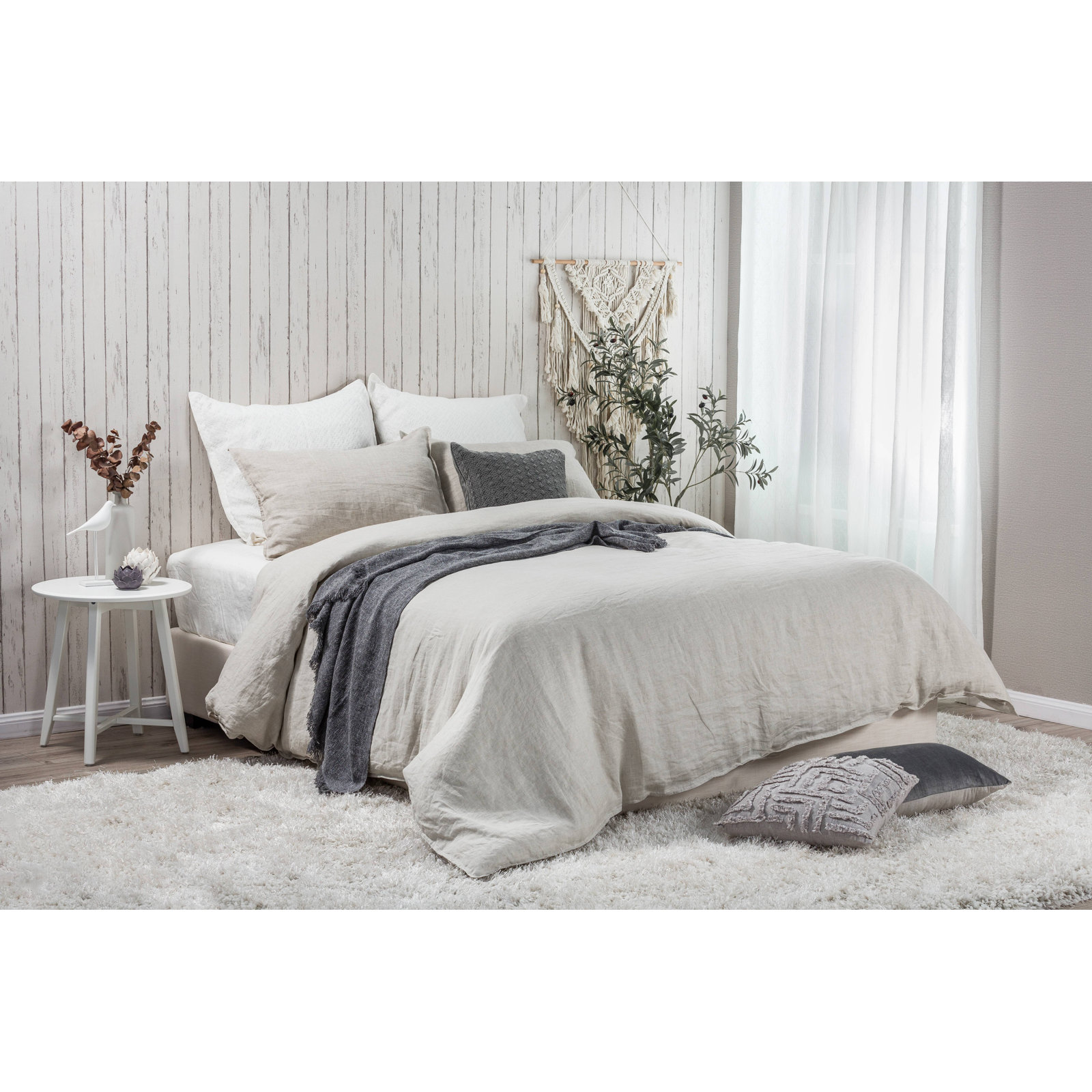 Hemp Duvet Cover Set, King Duvet Cover + 2 Shams, Natural