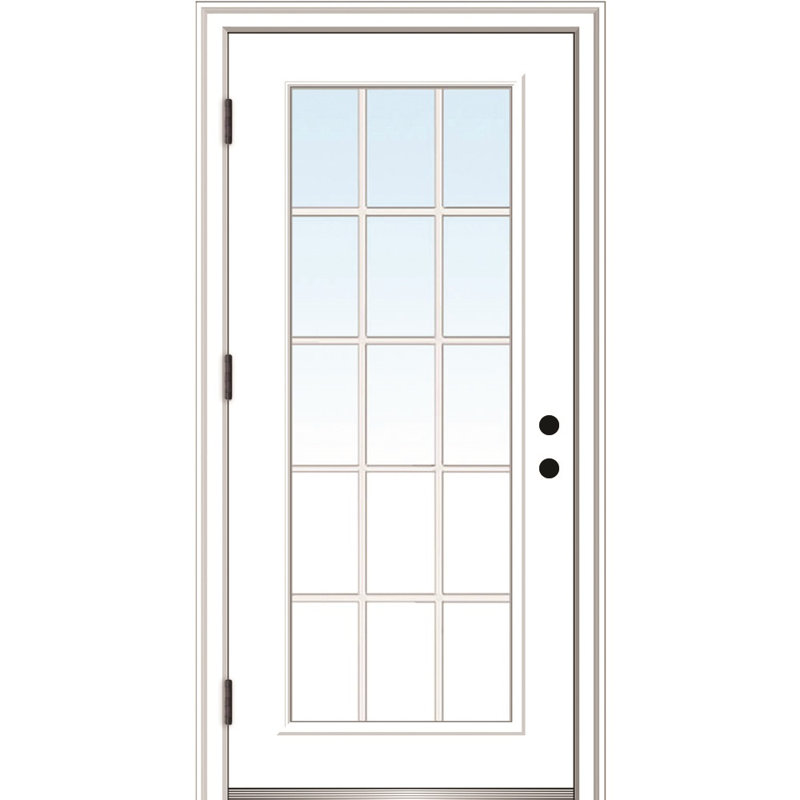 Porte d'entrée interne pré-montée en verre apprêté, H 80 po x l 30 po x P 1,75 po, Côté droit / vers l'extérieur, 4,56 po