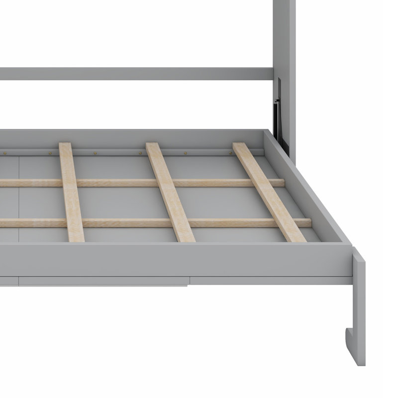 Lit escamotable mural contemporain avec chargeur USB intégré, Gris