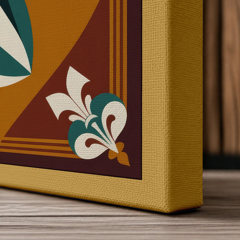 Stylized Horse Profile Art Deco - Wrapped Canvas, 30x20 - 76.2 x 50.8 cm, Ochre Border