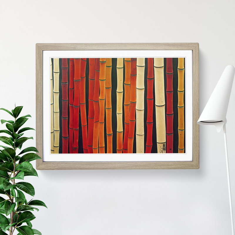 XH1022-8320X Stimulating Abstract Bamboo Forest 1 Piece Single Picture Frame Wall Art, 25cm H x 34cm W x 2cm D, Oak