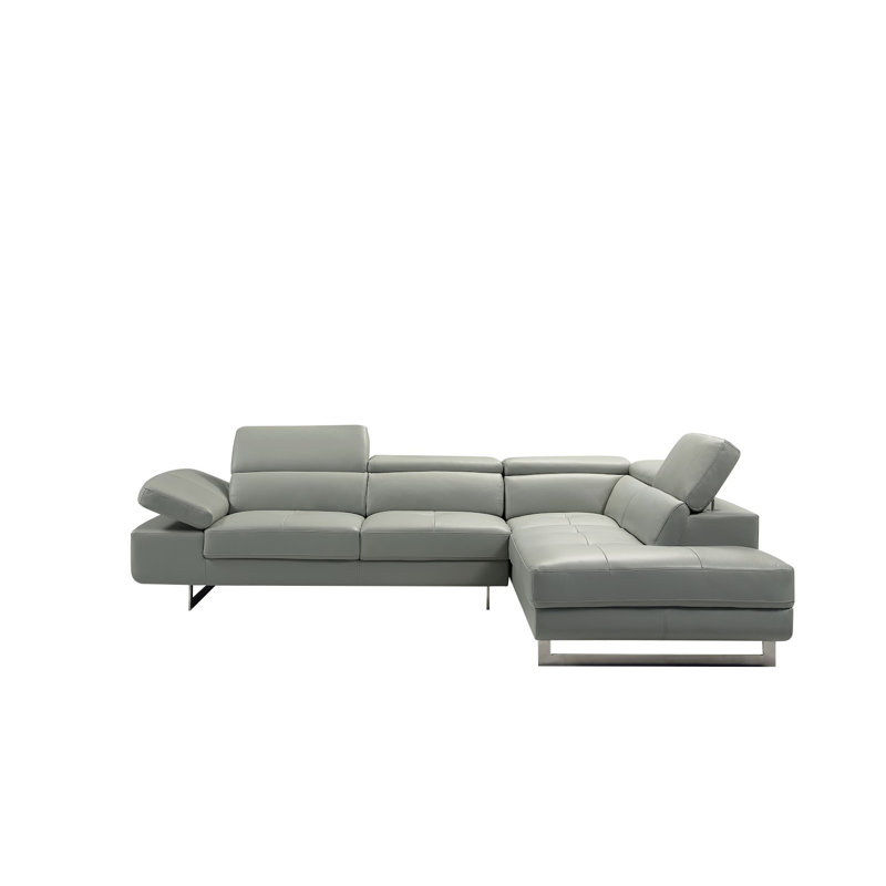 Keyesport Upholstered L-Shaped Sectional, Right Hand Facing, Light Gray