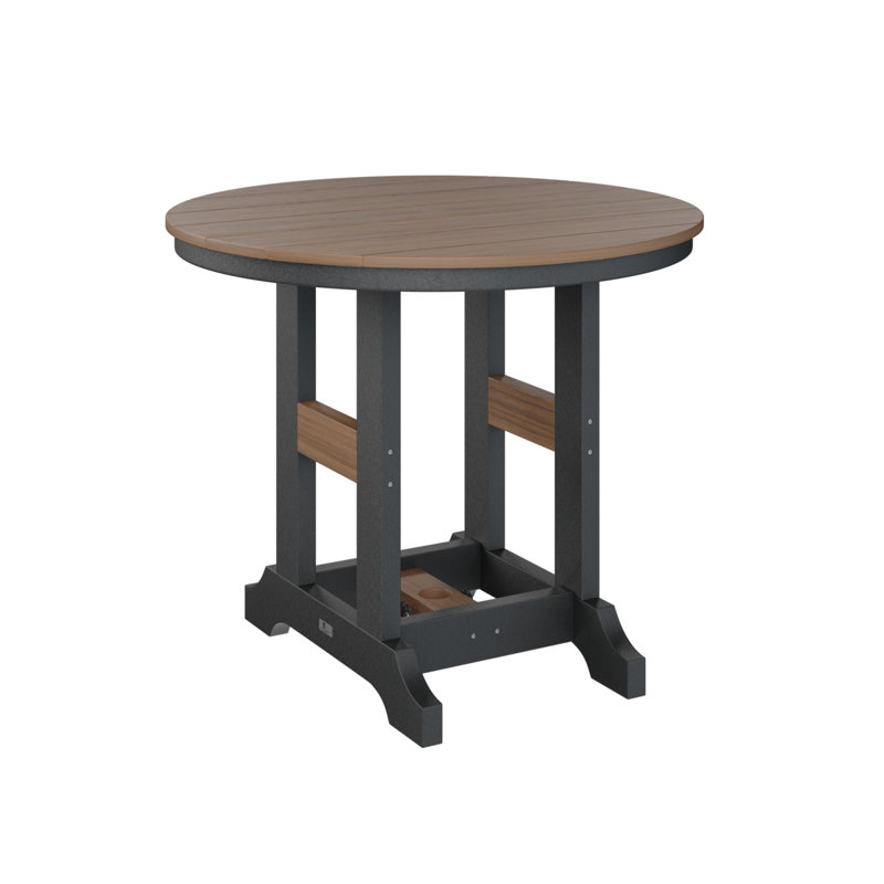 Garden Classic Outdoor Round Dining Table, Antique Mahogany, Black
