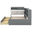 Lit plateforme en bois avec tête de lit, tablettes et 2 tiroirs-796694713
