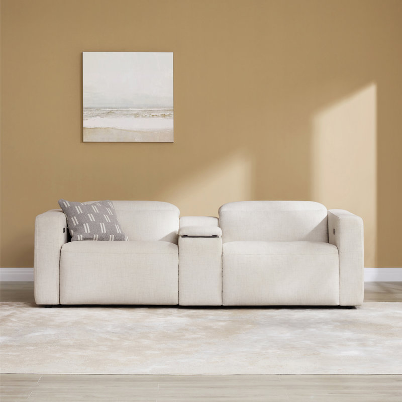 96.5'' Wide Upholstered Reclining Sofa with Console