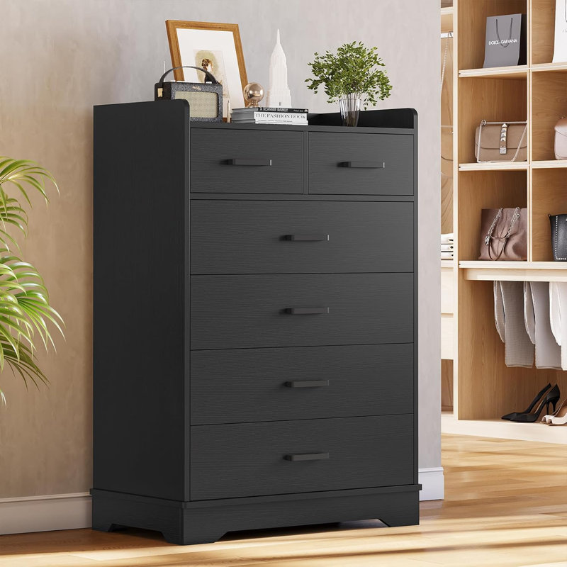 Commode 6 tiroirs Noby, Noir