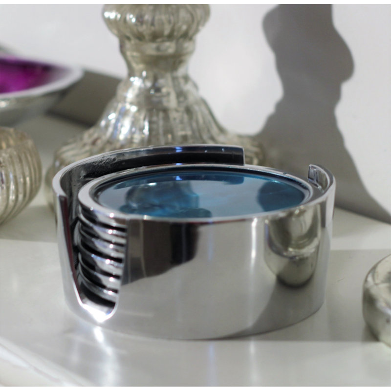 Recycled Aluminium Coasters, Aqua