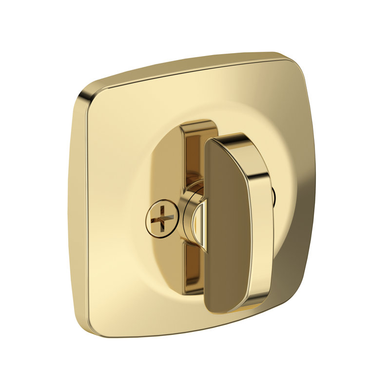 Soft Square Deadbolt Patio Deadbolt in Lifetime (PVD) Polished Brass, Unlacquered Brass