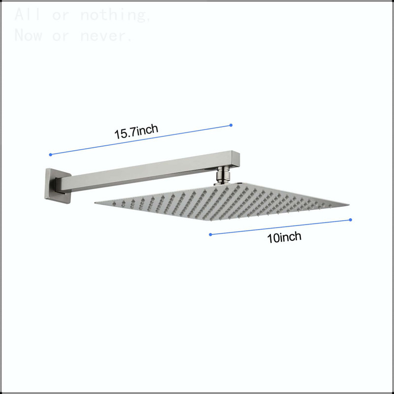 10 inch Wall Mount Rainfall Square Shower Head, Brushed Nickel