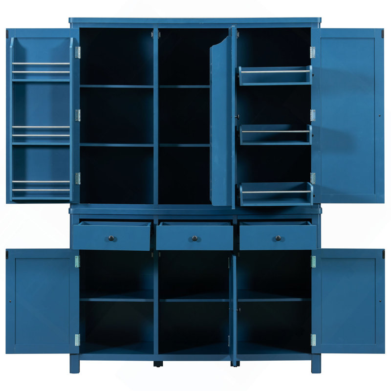 Farmhouse 74.8''H High Freestanding Kitchen Pantry, 53''Lx20''W Large Cupboard Storage Cabinet with Door Shelves,Adjustable Shelves, Pull-out Trays and Drawers