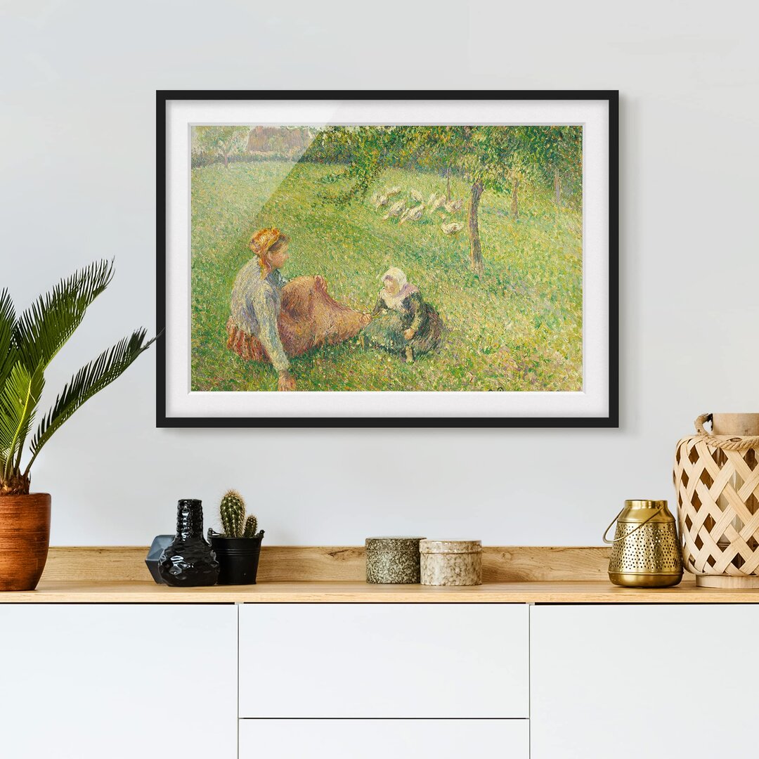 Gerahmtes Papierbild Gänsehirtin von Camille Pissarro