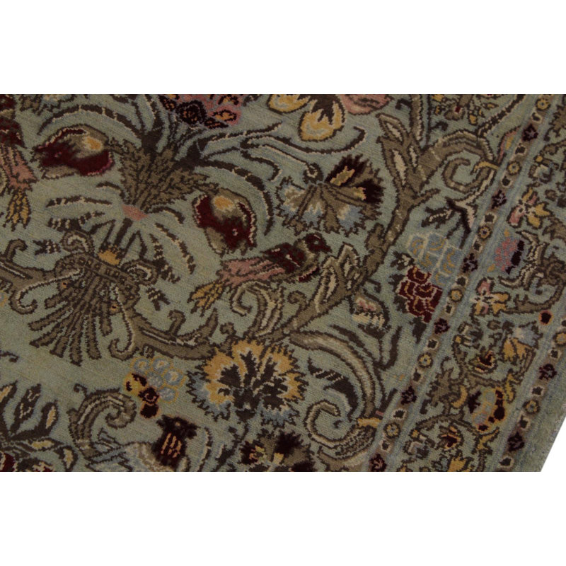 Tapis de couloir oriental vert en laine noué à la main 2 pi 5 po x 10 pi Roca