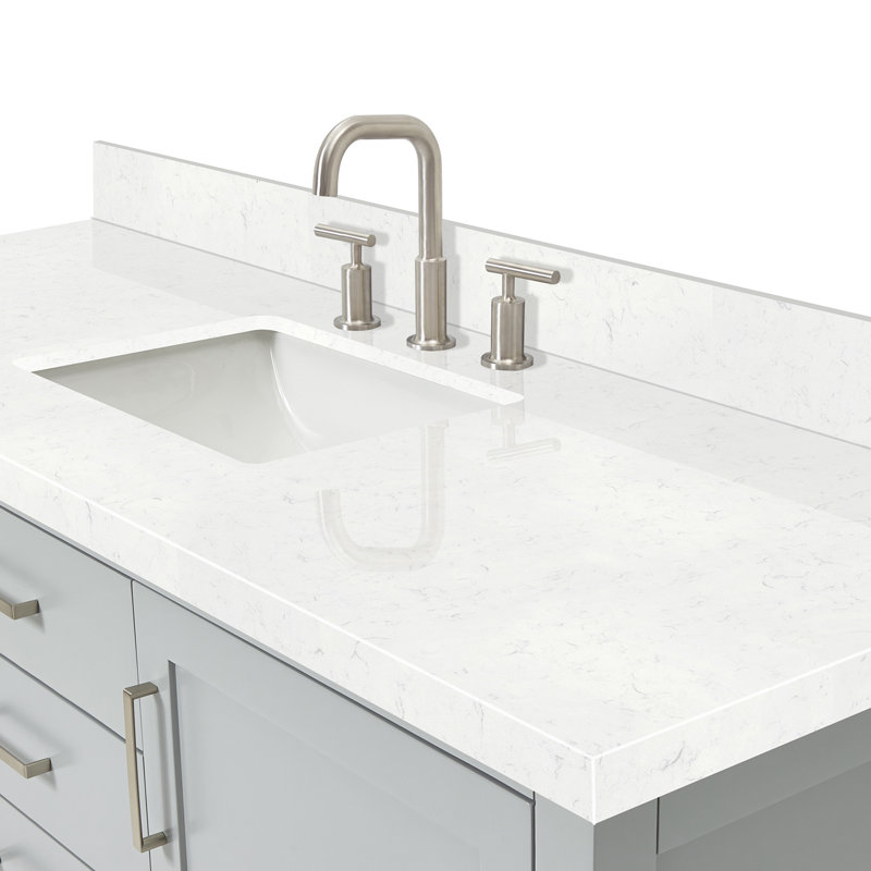 Bayhill 42'' Free Standing Single Bathroom Vanity with Quartz Top, Gray, 60" W, Carrara White Quartz