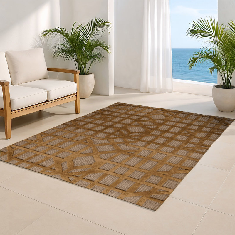 Tapis brun intérieur et extérieur Trellis, Rectangulaire 8 pi x 10 pi