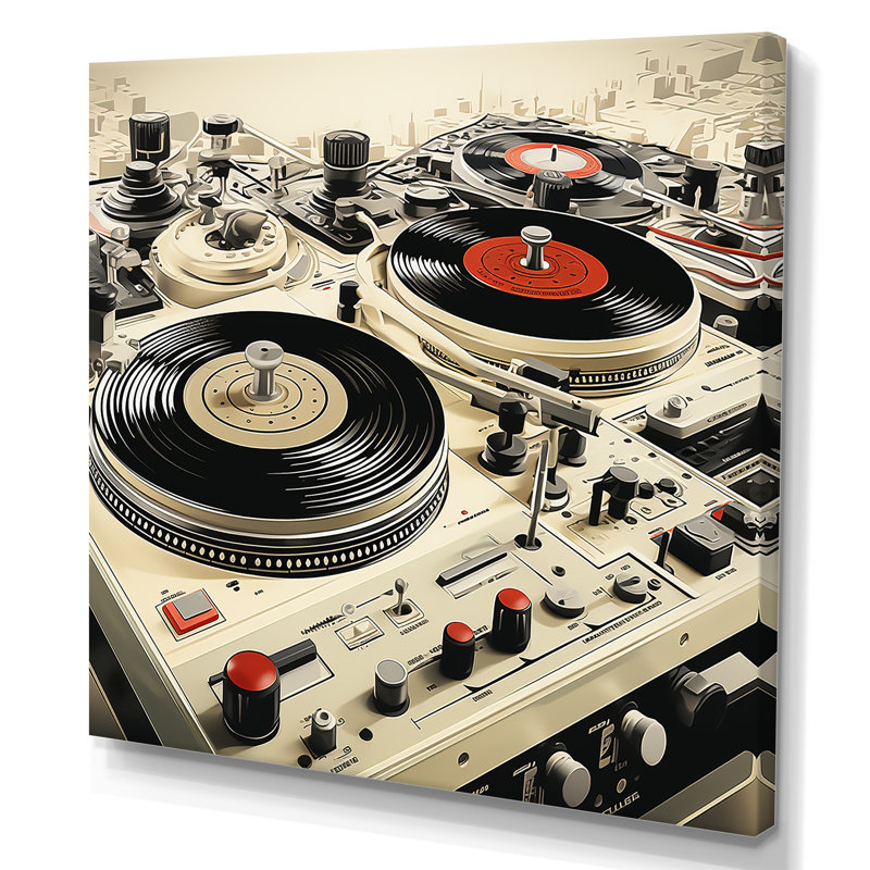Art mural rétro vinyle vinyle Melody I - Platines, H 30 po x l 30 po