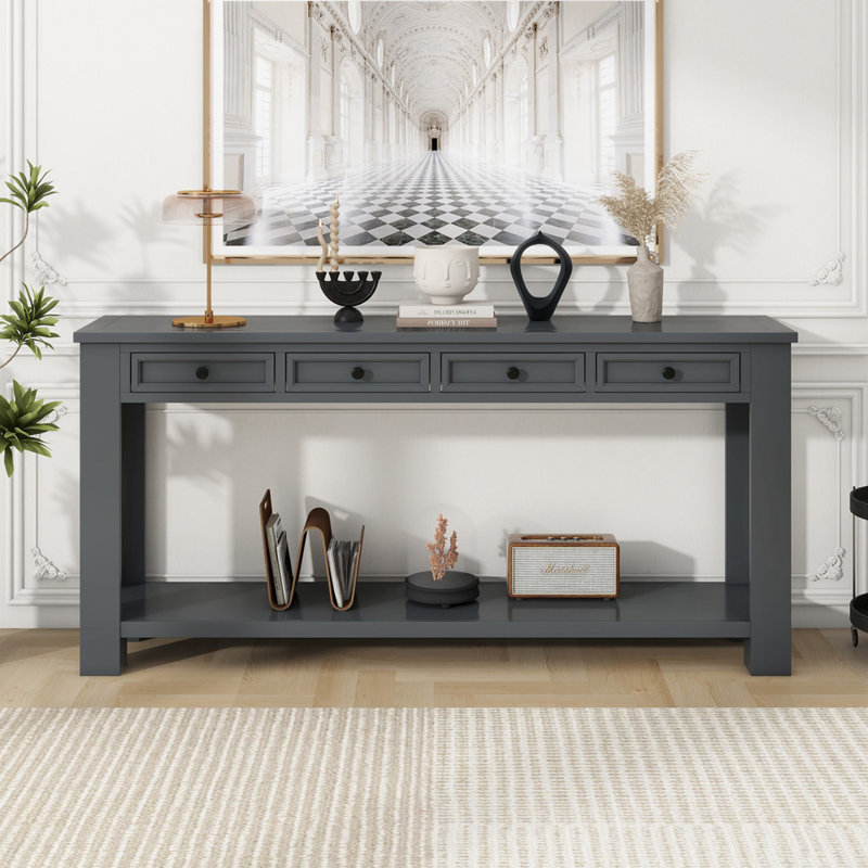 Canapé console de 63 po avec tiroirs de rangement et tablette inférieure pour le vestibule Desinae, Tanné