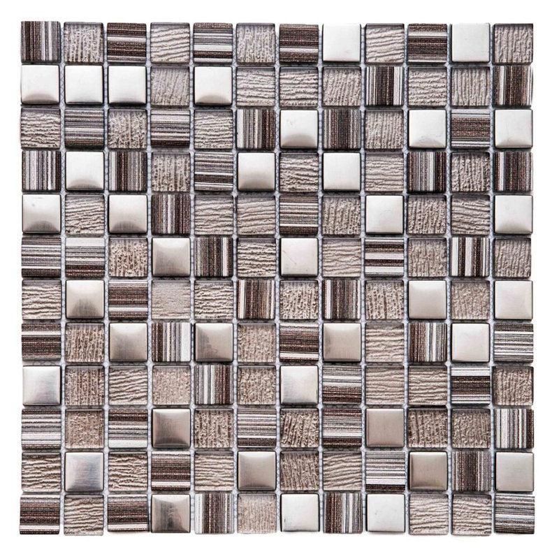 Modern Cappuccino 12" X 12" Glass Mosaic Wall Tile, Brown
