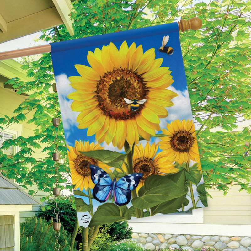 Drapeau de la maison d'été des tournesols et des abeilles