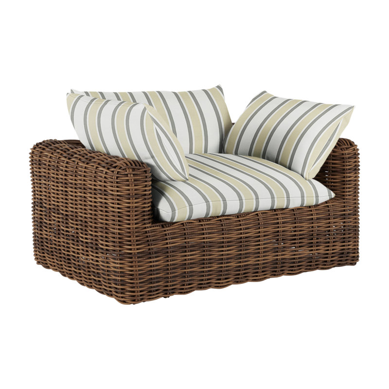 Montecito Patio Chair with Cushions, Raffia, Dove Sunbrella® Linen, No Welt