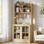 70.8" Tall Bookcase Bookshelves With Open Shelves And Cabinet