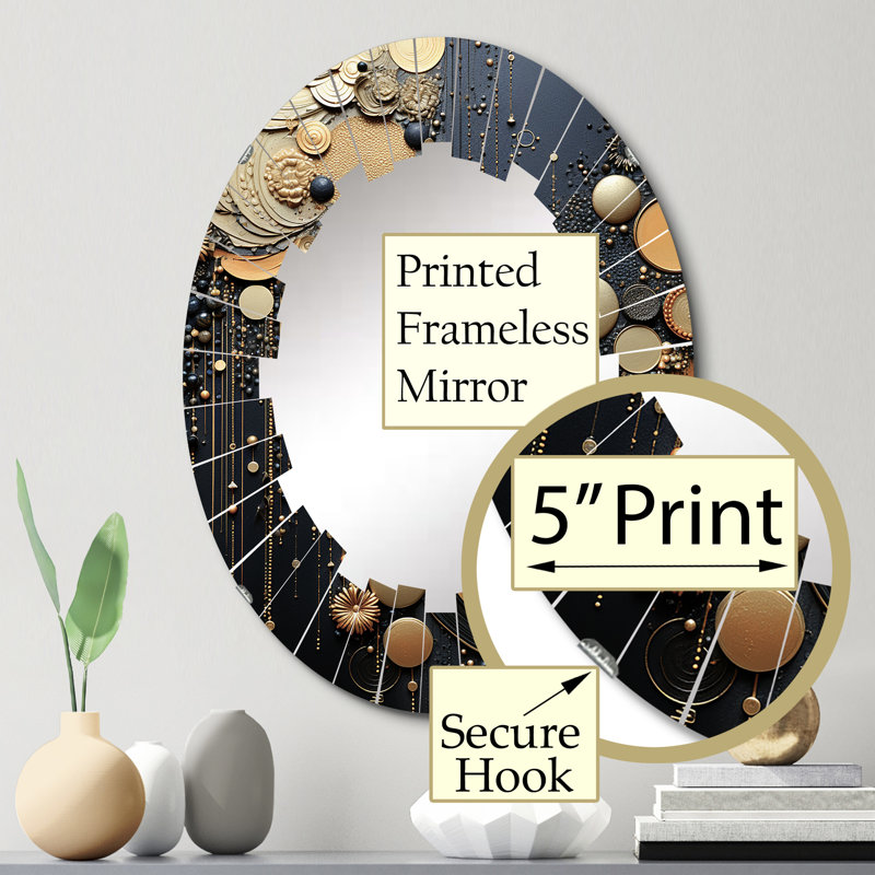 Prathu - Miroir mural moderne ovale, 30 po x 20 po