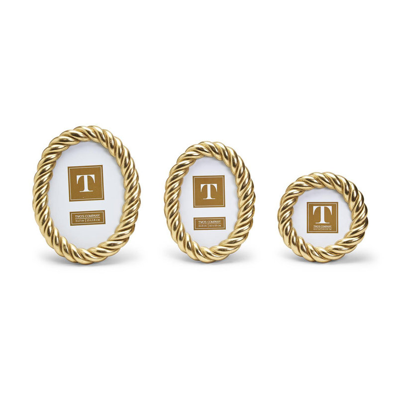 Gilded Rope Set Of 3 Gold Finish Photo Frame