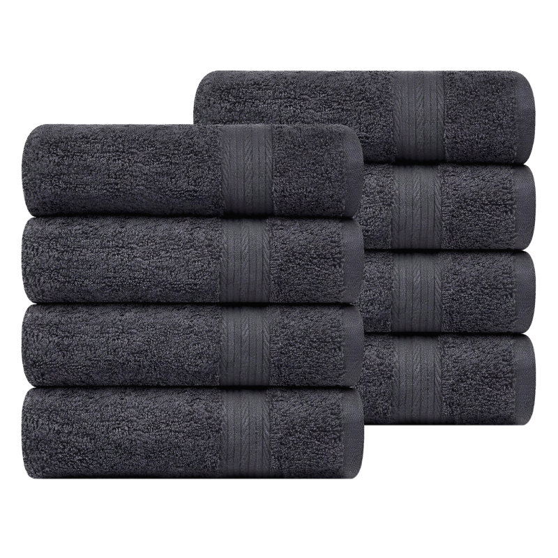 Hand Towel 100% Cotton Absorbent and Quick Drying , Gray