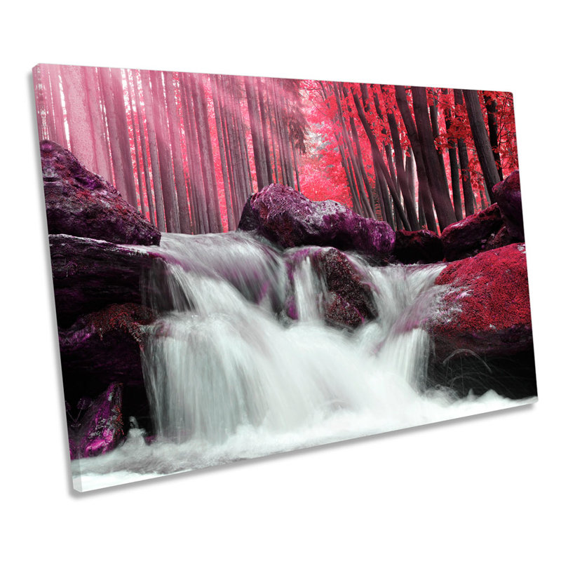 Sunset Forest Landscape River - Wrapped Canvas Print, 30.5cm H x 45.7cm W x 2cm D