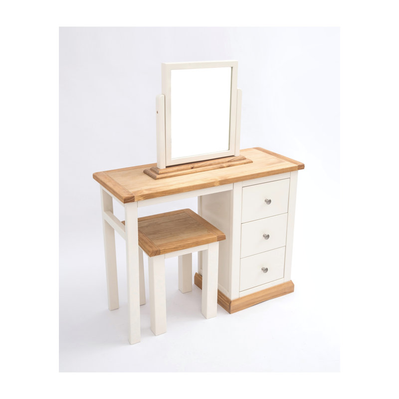 Dressing Table with Mirror, Waxed Pine, Silver