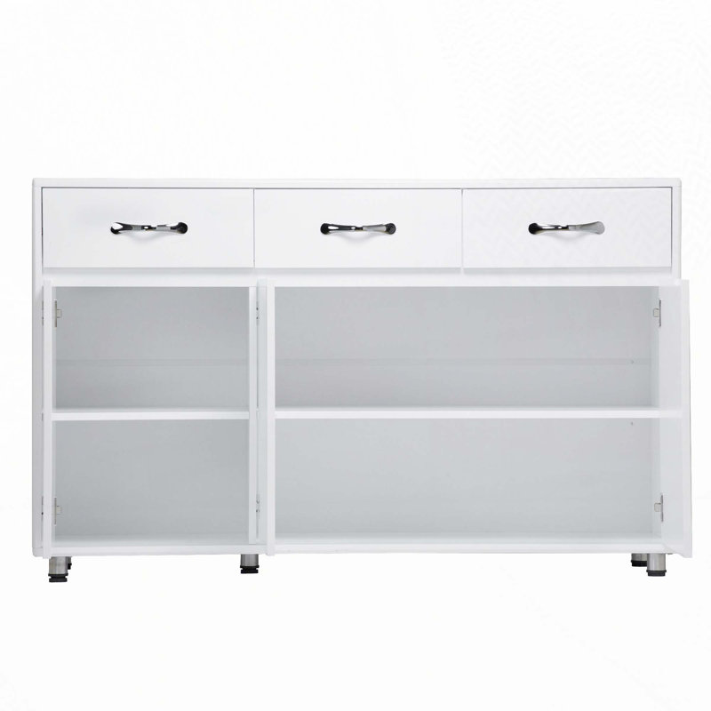 Buffet Storage Cabinet with 3 Doors and Drawers, White