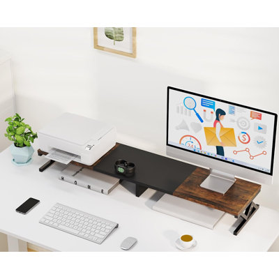 Dual Monitor Stand Riser, Large Wood Monitor Riser