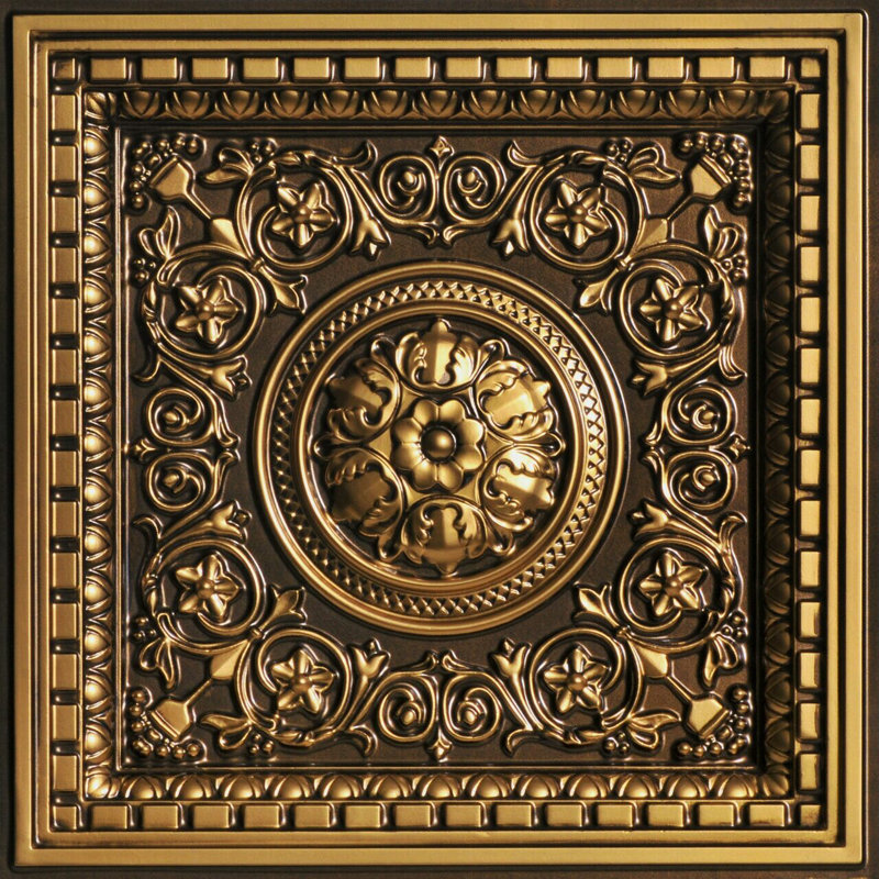 Rhine Valley Antique Gold 2' x 2' PVC Ceiling Tile Pack