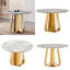 Table de salle à manger ronde en marbre de 47 po, table de cuisine moderne avec plateau en faux marbre ultrabrillant et base en acier inoxydable pour la salle à manger, cuisine (table seulement)-1459791310