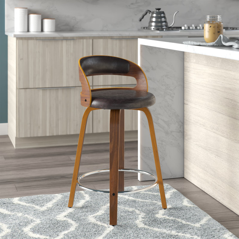Vanhoy Swivel Counter Height Stool, Black Faux Leather
