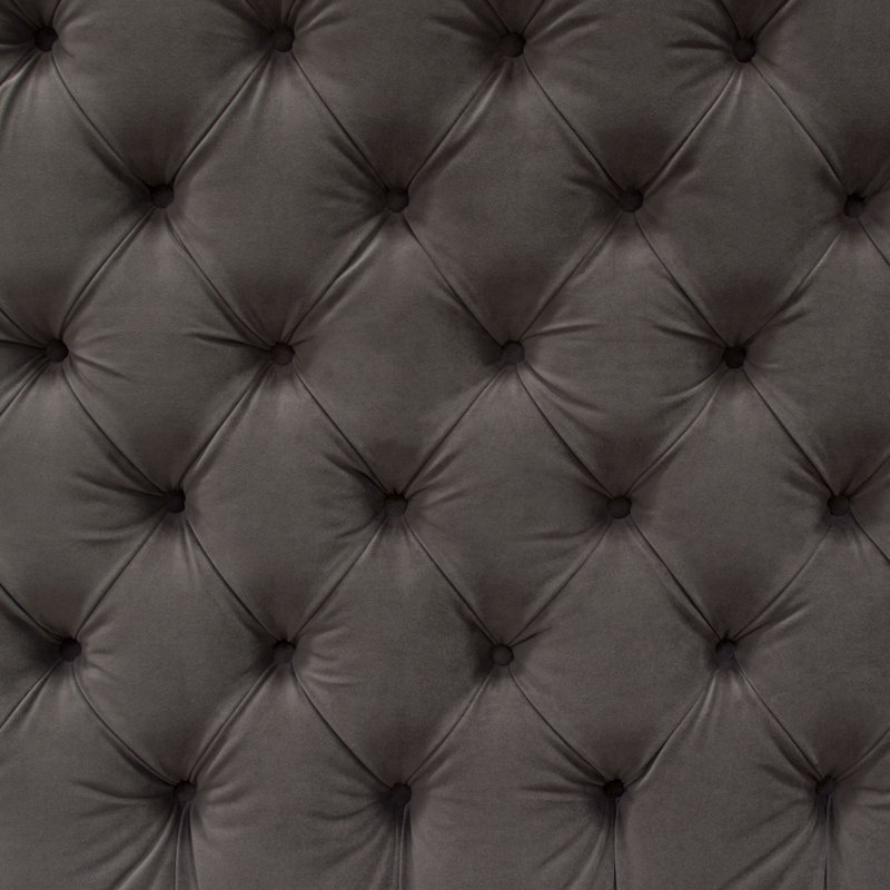 Park Avenue Queen Tufted Bed With Vintage Wing In Smoke Grey Velvet, Queen